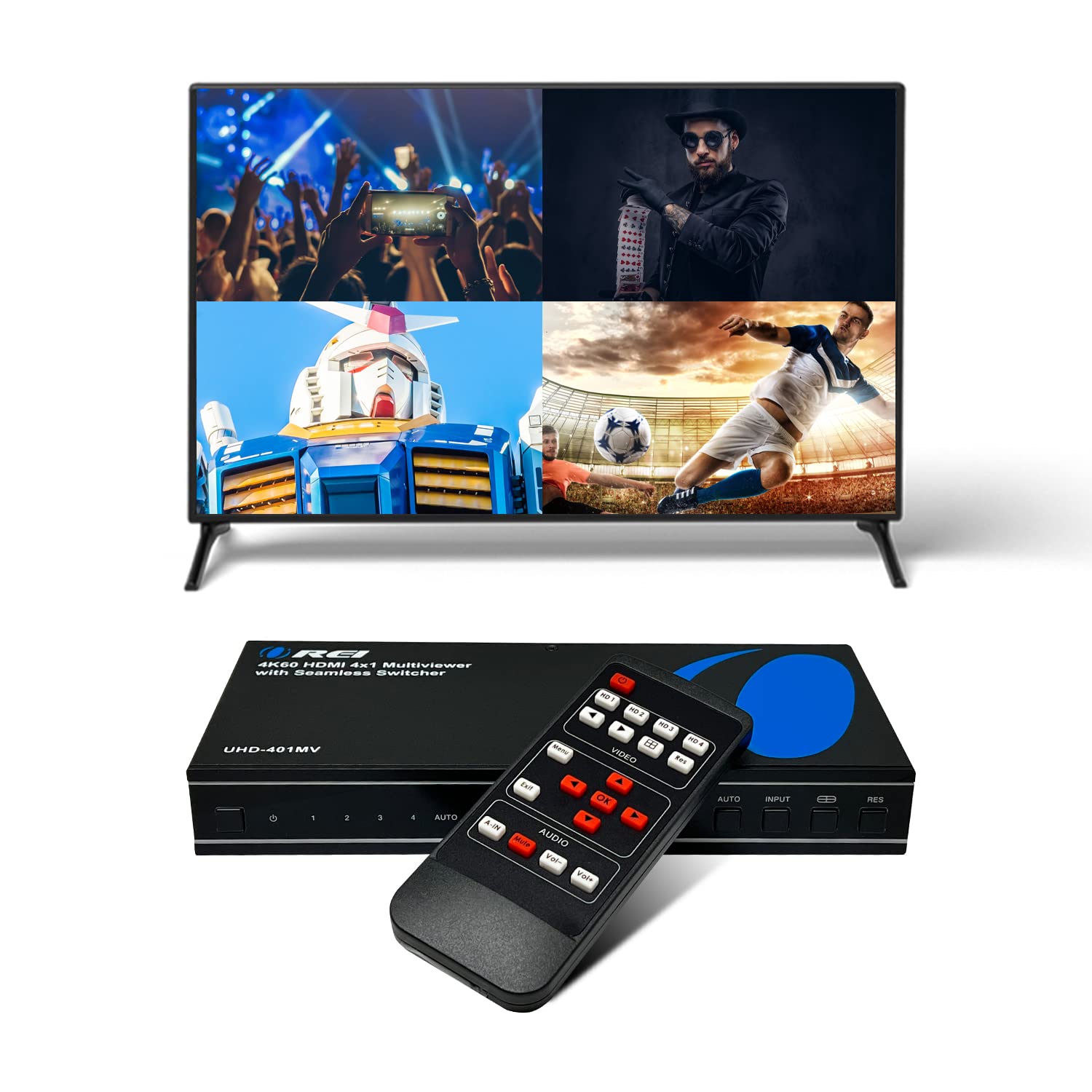 Amazon.co.jp: OREI 4K マルチ HDMI ビューア クワッド 4 in 1出力